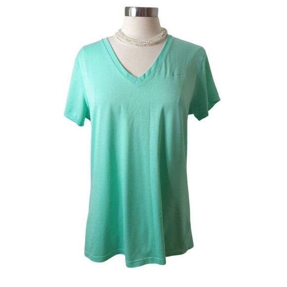 Nike Womens V-Neck Tee XL Mint Green Dri-FIT Athleisure Loose T-Shirt Fairycore - Picture 1 of 7